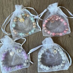 Beaded Bracelet Set - Pink, Purple, White, Blue